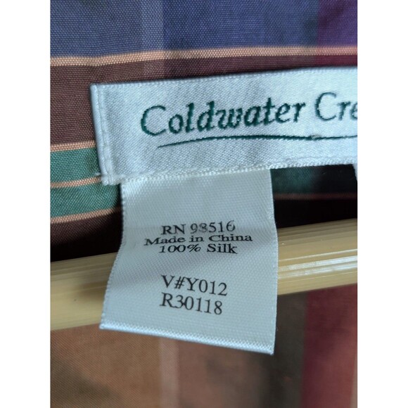 Coldwater Creek Shirt XL Purple Red Plaid 100% Silk Button Front Blouse Mb - Picture 3 of 7